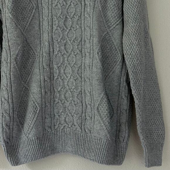 Lachlan British inspired cable knit fisherman sweater Wool blend light gray S - Picture 3 of 12